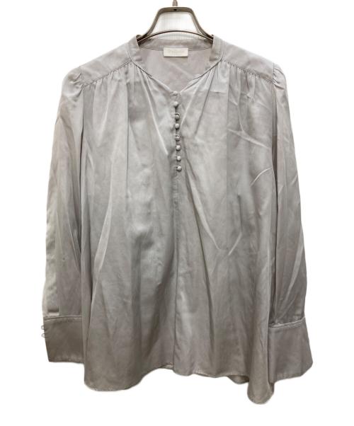 BALLSEY（ボールジィ）BALLSEY (ボールジィ) コットンシルクサテン スタンドカラーブラウス グレー サイズ:36の古着・服飾アイテム