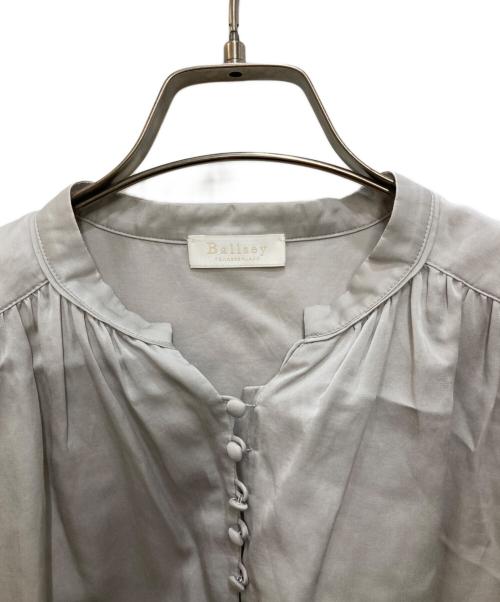 BALLSEY（ボールジィ）BALLSEY (ボールジィ) コットンシルクサテン スタンドカラーブラウス グレー サイズ:36の古着・服飾アイテム