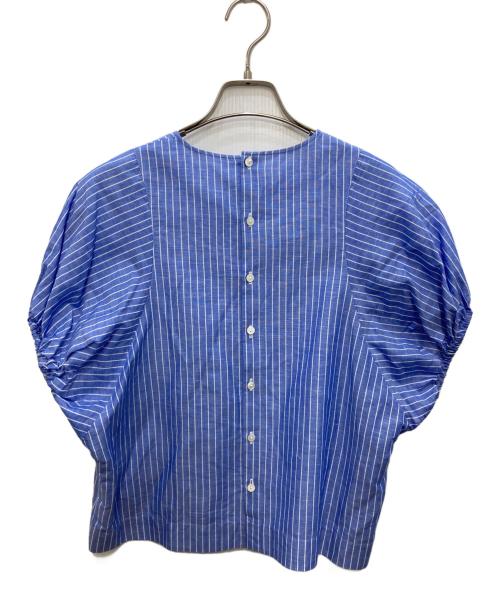 MACPHEE（マカフィー）MACPHEE (マカフィー) コットンリネンハードツイスト パフスリーブブラウス ブルー サイズ:36の古着・服飾アイテム