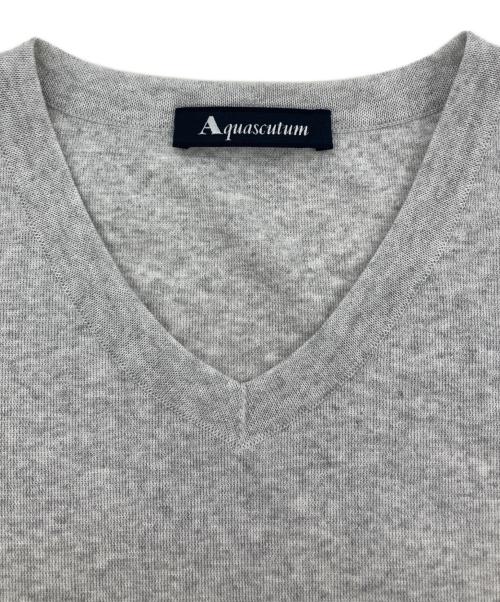 Aquascutum（アクアスキュータム）Aquascutum (アクアスキュータム) シアースパーク Vプルオーバー グレー サイズ:SIZE 8の古着・服飾アイテム