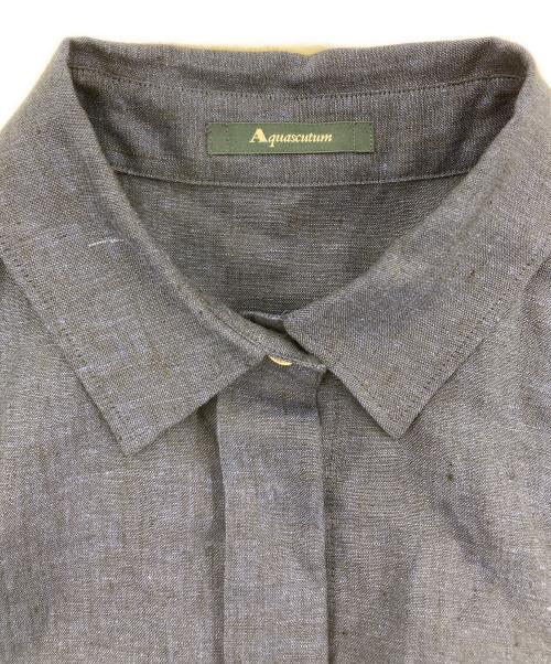 Aquascutum（アクアスキュータム）Aquascutum (アクアスキュータム) MAXILIN リネンシャツ ネイビー サイズ:SIZE 8の古着・服飾アイテム
