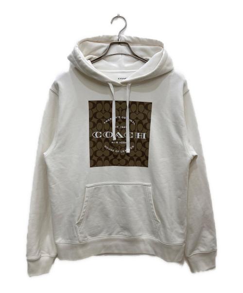 COACH（コーチ）COACH (コーチ) シグネチャー スクエア フーディー ホワイト サイズ:Mの古着・服飾アイテム