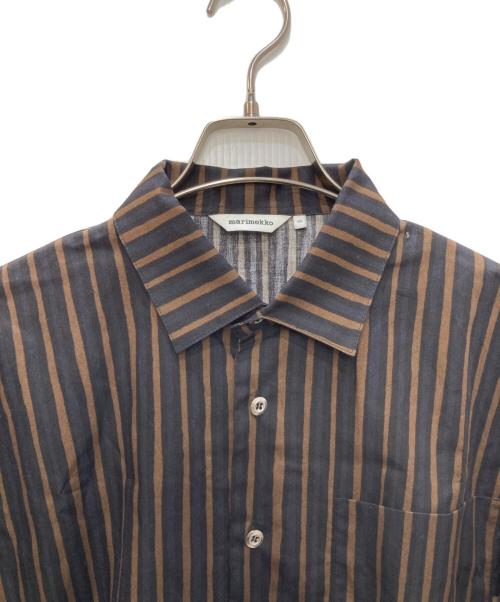 marimekko（マリメッコ）marimekko (マリメッコ) ストライプシャツ ブラウン×ブラック サイズ:XSの古着・服飾アイテム