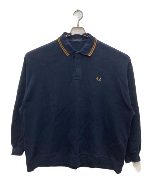FRED PERRY（フレッドペリー）FRED PERRY (フレッドペリー) BEAMS (ビームス) 別注 ピケ ロングスリーブ ポロシャツ ネイビー サイズ:ＸＬの古着・服飾アイテム