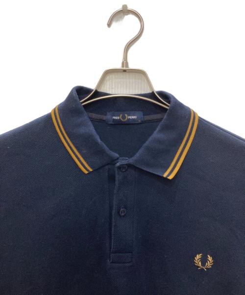 FRED PERRY（フレッドペリー）FRED PERRY (フレッドペリー) BEAMS (ビームス) 別注 ピケ ロングスリーブ ポロシャツ ネイビー サイズ:ＸＬの古着・服飾アイテム