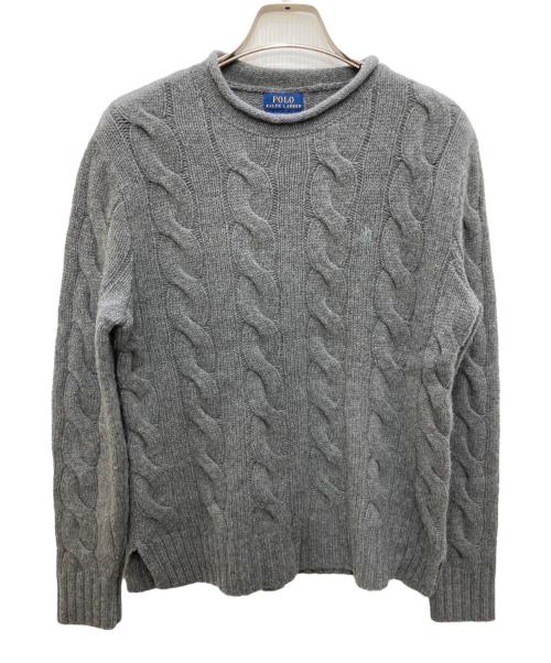 POLO RALPH LAUREN（ポロ・ラルフローレン）POLO RALPH LAUREN (ポロ・ラルフローレン) カシミヤ混ロールネックケーブルニット グレー サイズ:Ｓの古着・服飾アイテム