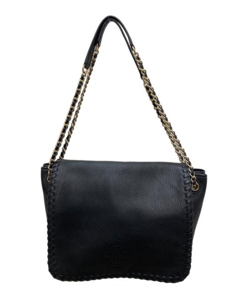 TORY BURCH（トリーバーチ）TORY BURCH (トリーバーチ) レザーショルダーバッグ ブラックの古着・服飾アイテム