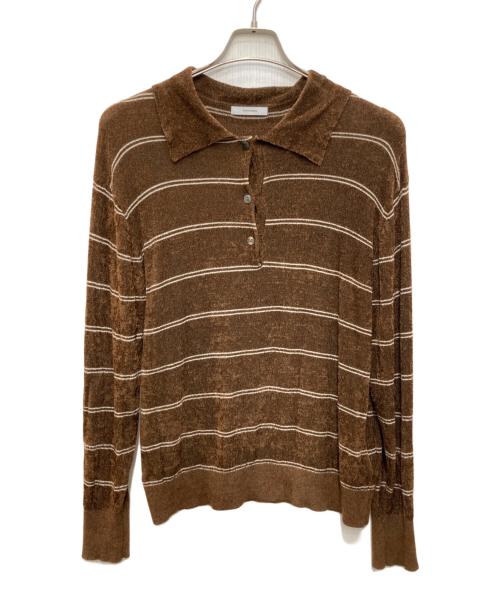 JOURNAL STANDARD（ジャーナルスタンダード）JOURNAL STANDARD (ジャーナルスタンダード) ベロアニットロングスリーブポロシャツ ブラウン サイズ:freeの古着・服飾アイテム
