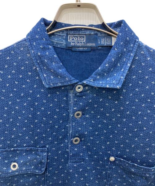 POLO RALPH LAUREN（ポロ・ラルフローレン）POLO RALPH LAUREN (ポロ・ラルフローレン) ダブルポケット総柄ポロシャツ インディゴ サイズ:Lの古着・服飾アイテム