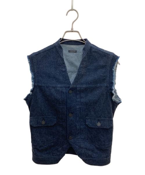 LUDLOW（ラドロー）LUDLOW (ラドロー) コットン カシミヤブレンド カットオフ デニムベスト インディゴ サイズ:Freeの古着・服飾アイテム