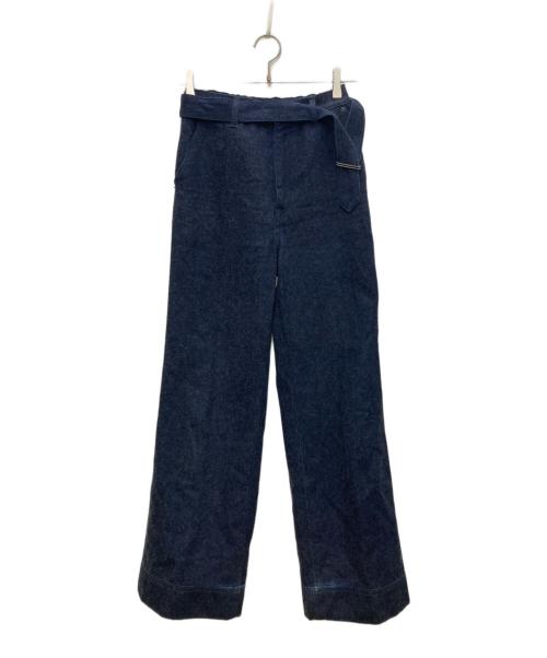 LUDLOW（ラドロー）LUDLOW (ラドロー) ベルテッドワイドデニムパンツ インディゴ サイズ:24の古着・服飾アイテム