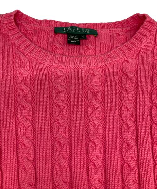 LAUREN RALPH LAUREN（ローレン ラルフ ローレン）LAUREN RALPH LAUREN (ローレン ラルフ ローレン) ケーブルニット ピンク サイズ:Mの古着・服飾アイテム