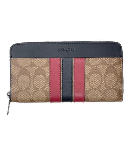 COACH（コーチ）COACH (コーチ) シグネチャーレザーウォレット ブラック×ベージュの古着・服飾アイテム