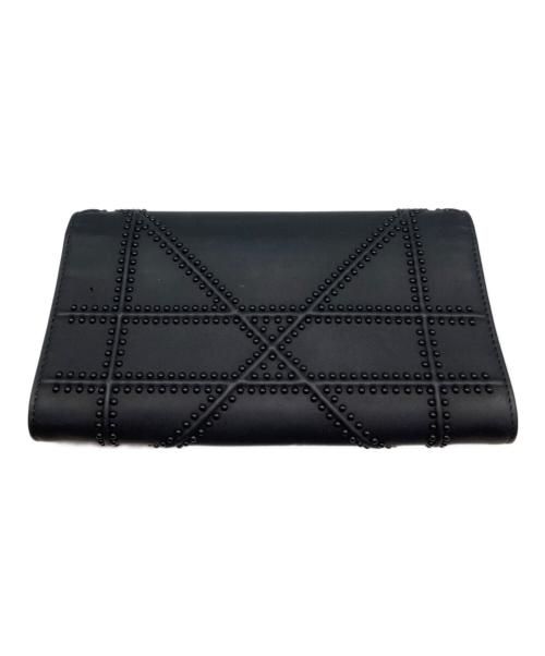 Christian Dior（クリスチャン ディオール）Christian Dior (クリスチャン ディオール) スタッズ付きマットレザーチェーンウォレット ブラックの古着・服飾アイテム