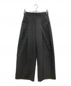 NOUNLESSナウンレス）の古着「CHECK RELAX WIDE PANTS」｜グレー