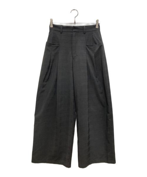 NOUNLESS（ナウンレス）NOUNLESS (ナウンレス) CHECK RELAX WIDE PANTS グレー サイズ:size2の古着・服飾アイテム