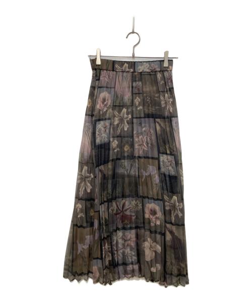 Ameri（アメリ）Ameri (アメリ) フラワーパッチワークプリーツスカート オリーブ サイズ:Ｓの古着・服飾アイテム