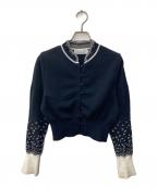 Mame Kurogouchiマメクロゴウチ）の古着「Crane Pattern Jacquard Knitted Cardigan」｜ネイビー