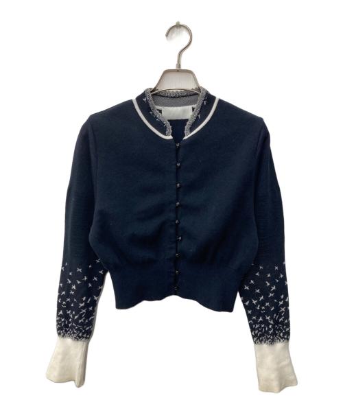 Mame Kurogouchi（マメクロゴウチ）Mame Kurogouchi (マメクロゴウチ) Crane Pattern Jacquard Knitted Cardigan ネイビー サイズ:SIZE1の古着・服飾アイテム