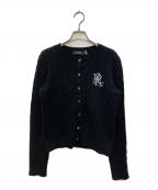 LAUREN RALPH LAURENローレン ラルフ ローレン）の古着「ロゴ刺繍ケーブルニットカーディガン」｜ブラック
