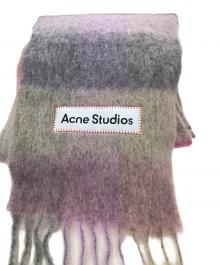 Acne studios（アクネ ストゥディオズ）の古着「モヘヤチェックスカーフ マフラー」｜ピンク