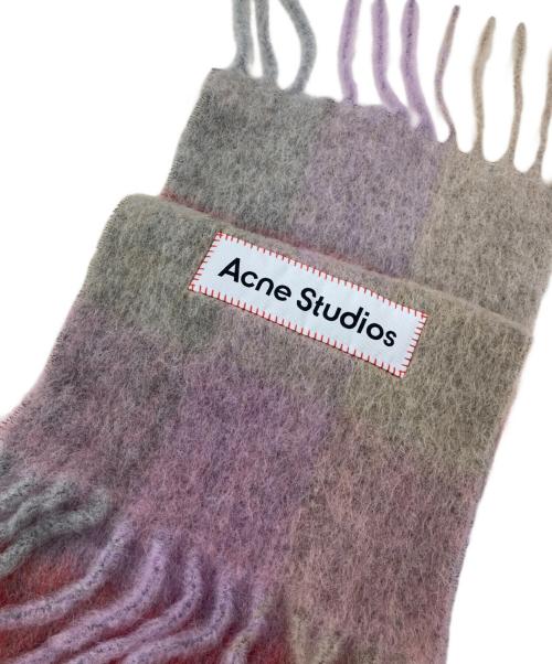 Acne studios（アクネ ストゥディオズ）Acne studios (アクネ ストゥディオズ) モヘヤチェックスカーフ マフラー ピンクの古着・服飾アイテム