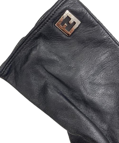 FENDI（フェンディ）FENDI (フェンディ) レザーグローブ ブラック サイズ:SIZE7.5の古着・服飾アイテム