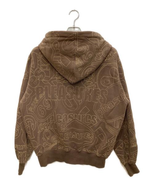 PLEASURES（プレジャーズ）PLEASURES (プレジャーズ) SIGNAL ZIP UP HOODIE ブラウン サイズ:Sの古着・服飾アイテム