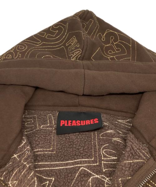 PLEASURES（プレジャーズ）PLEASURES (プレジャーズ) SIGNAL ZIP UP HOODIE ブラウン サイズ:Sの古着・服飾アイテム