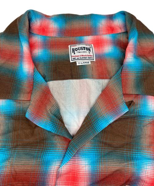 HOUSTON（ヒューストン）HOUSTON (ヒューストン) オンブレチェックシャツ レッド×ブルー サイズ:XLの古着・服飾アイテム