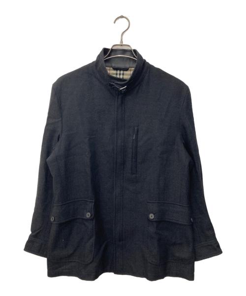 BURBERRY LONDON（バーバリーロンドン）BURBERRY LONDON (バーバリーロンドン) レザー切替ヘリンボーン ノバチェックジャケット グレー サイズ:Lの古着・服飾アイテム