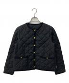 Traditional Weatherwearトラディショナルウェザーウェア）の古着「ノーカラーキルティングジャケット」｜ブラック