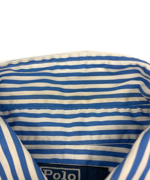 POLO RALPH LAUREN（ポロ・ラルフローレン）POLO RALPH LAUREN (ポロ・ラルフローレン) クラシック フィット ペイントスプラッター ストライプド シャツ ホワイト×ブルー サイズ:Ｍの古着・服飾アイテム
