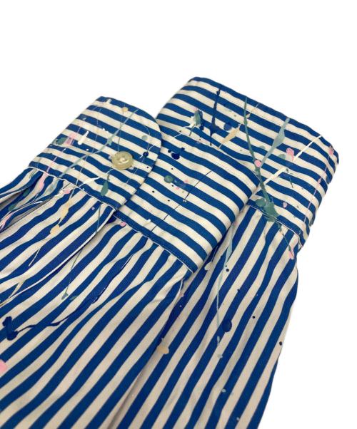 POLO RALPH LAUREN（ポロ・ラルフローレン）POLO RALPH LAUREN (ポロ・ラルフローレン) クラシック フィット ペイントスプラッター ストライプド シャツ ホワイト×ブルー サイズ:Ｍの古着・服飾アイテム