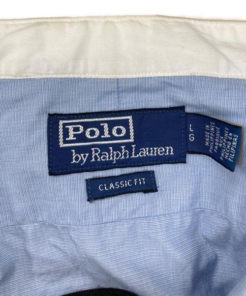 POLO RALPH LAUREN（ポロ・ラルフローレン）POLO RALPH LAUREN (ポロ・ラルフローレン) ストライプ切替シャツ ホワイト×ブルー サイズ:Ｌの古着・服飾アイテム