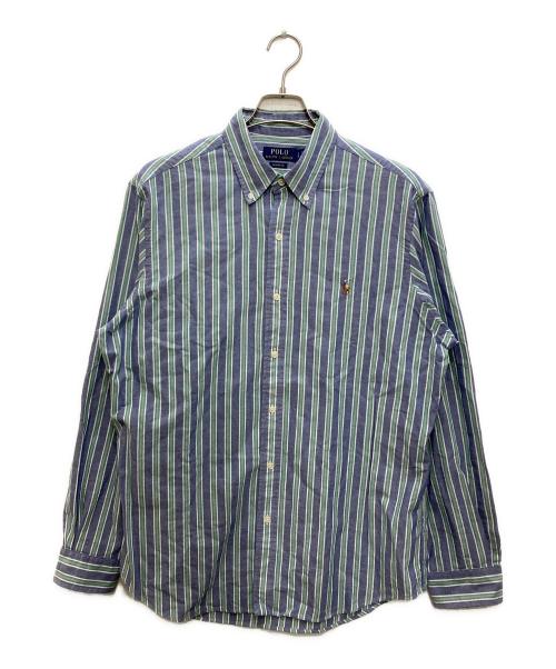 POLO RALPH LAUREN（ポロ・ラルフローレン）POLO RALPH LAUREN (ポロ・ラルフローレン) CLASSIC FIT ストライプシャツ ブルー×グリーン サイズ:Lの古着・服飾アイテム