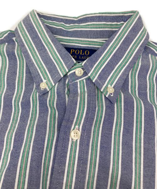 POLO RALPH LAUREN（ポロ・ラルフローレン）POLO RALPH LAUREN (ポロ・ラルフローレン) CLASSIC FIT ストライプシャツ ブルー×グリーン サイズ:Lの古着・服飾アイテム