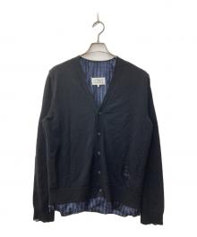 Maison Margiela（メゾンマルジェラ）の古着「4つタグ裏地ストライプカーディガン」｜ブラック