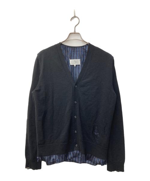 Maison Margiela（メゾンマルジェラ）Maison Margiela (メゾンマルジェラ) 4つタグ裏地ストライプカーディガン ブラック サイズ:Lの古着・服飾アイテム
