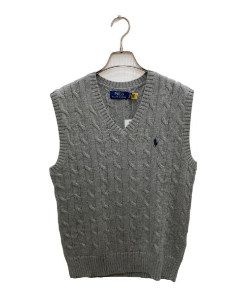 POLO RALPH LAUREN（ポロ・ラルフローレン）POLO RALPH LAUREN (ポロ・ラルフローレン) M CLASSICS 2 ケーブルニットベスト グレー サイズ:S 未使用品の古着・服飾アイテム