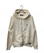 X-LARGEエクストララージ）の古着「FADED WAFFLE ZIP UP HOODED SWEATSHIRT」｜ホワイト