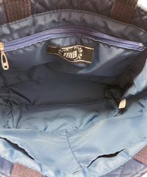 FEILER（フェイラー）FEILER (フェイラー) キルティングハンドバッグ ネイビーの古着・服飾アイテム