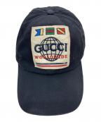 GUCCIグッチ）の古着「グッチ ワールドワイド パッチ ベースボールキャップ」｜ブラック
