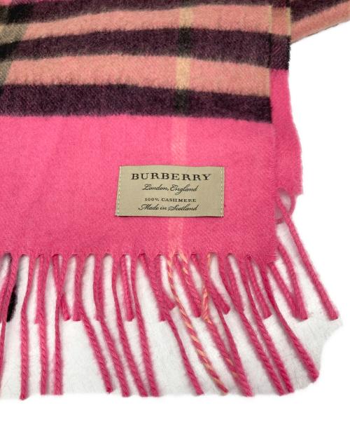 BURBERRY LONDON ENGLAND（バーバリー ロンドン イングランド）BURBERRY LONDON England (バーバリー ロンドン イングランド) カシミヤ100％チェックマフラー ピンクの古着・服飾アイテム