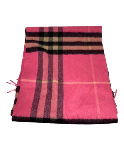 BURBERRY LONDON ENGLAND（バーバリー ロンドン イングランド）BURBERRY LONDON England (バーバリー ロンドン イングランド) カシミヤ100％チェックマフラー ピンクの古着・服飾アイテム