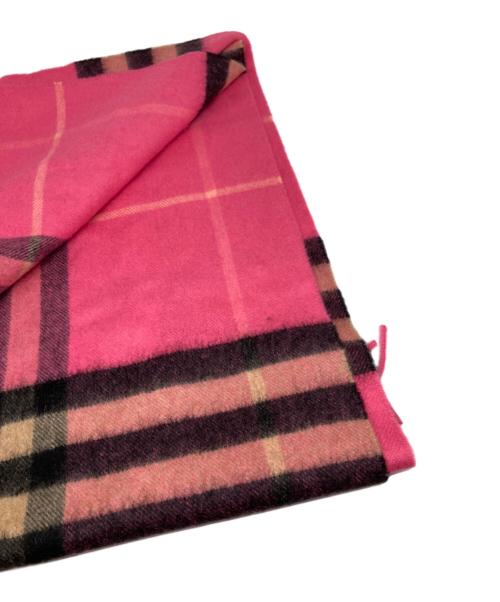 BURBERRY LONDON ENGLAND（バーバリー ロンドン イングランド）BURBERRY LONDON England (バーバリー ロンドン イングランド) カシミヤ100％チェックマフラー ピンクの古着・服飾アイテム
