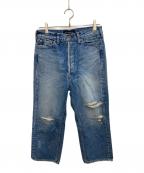 MADISON BLUEマディソンブルー）の古着「CRASHED SAROUEL PT DENIM デニムパンツ」｜インディゴ