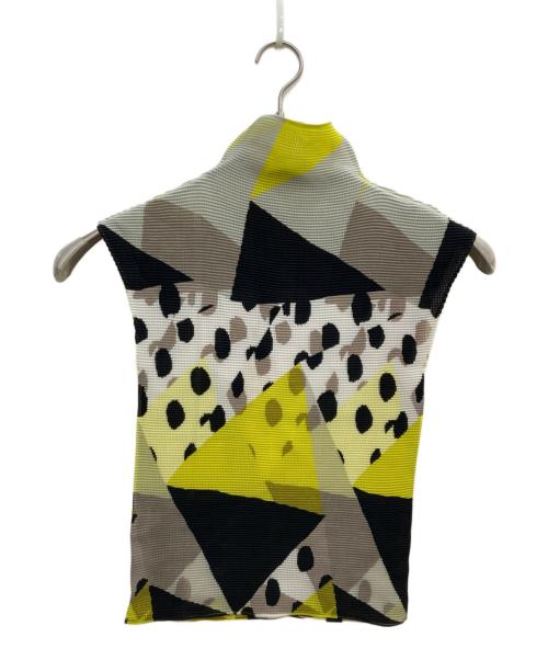 me ISSEY MIYAKE（ミーイッセイ ミヤケ）me ISSEY MIYAKE (ミーイッセイ ミヤケ) プリーツカットソー イエロー×ブラック サイズ:FREEの古着・服飾アイテム