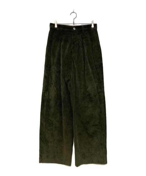 J.W.ANDERSON（ジェイダブリューアンダーソン）J.W.ANDERSON (ジェイダブリューアンダーソン) Single Pleat Corduroy Pants グリーン サイズ:46 未使用品の古着・服飾アイテム