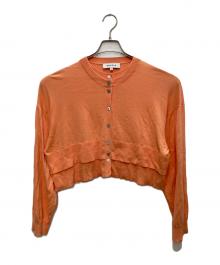 ENFOLD（エンフォルド）の古着「LAYERED-LIKE-HEM CARDIGAN」｜オレンジ